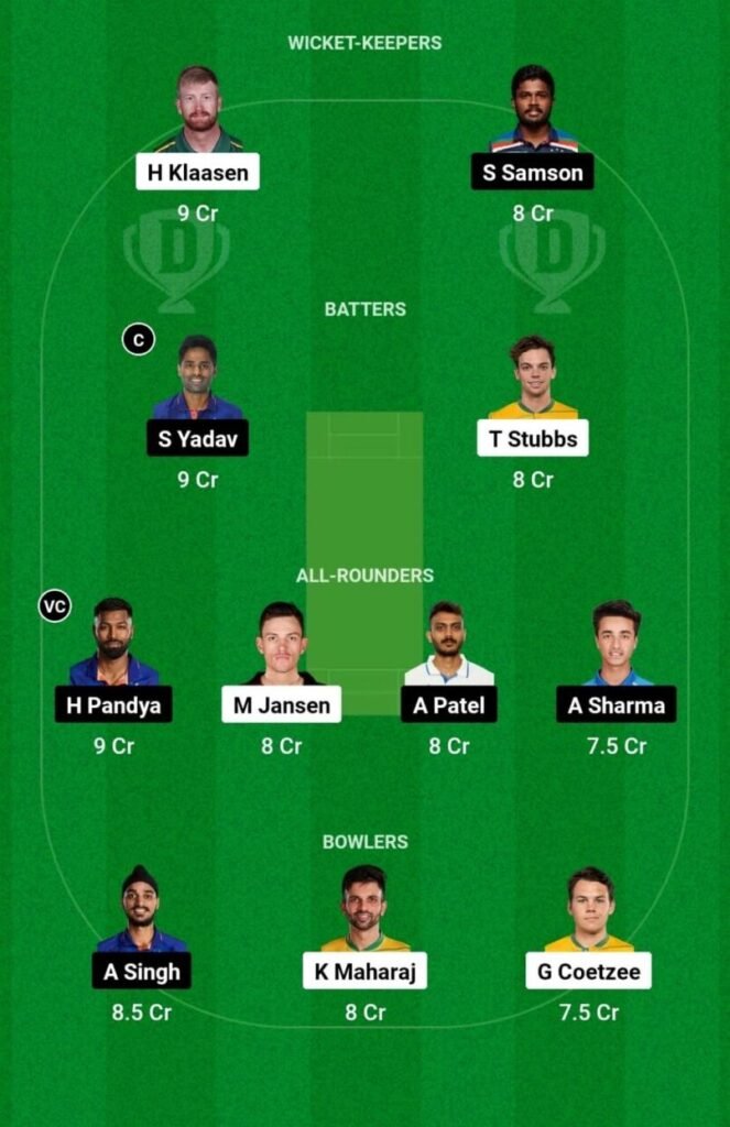 SA vs IND dream 11 team 