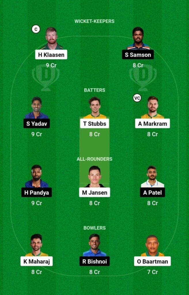 SA vs IND dream 11 team 